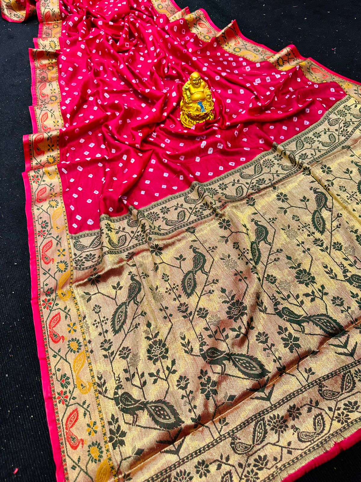 MS Manzar Art Silk Bandhani Printed Sarees Catalog
